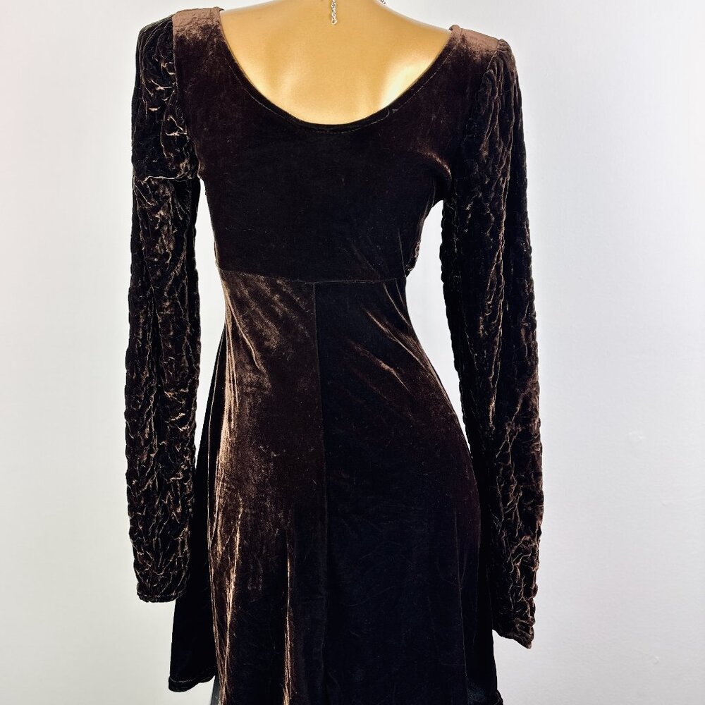 Vintage 90s goth cocktail formal velvet mini dress - Picture 7 of 8